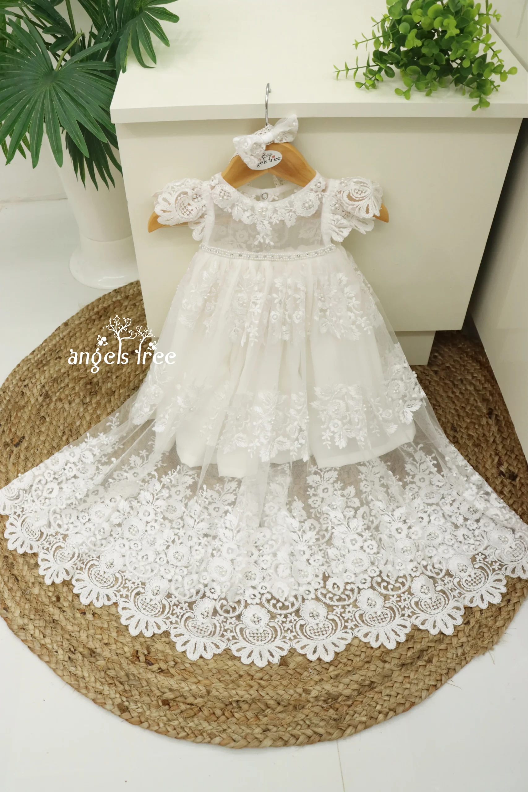 Baptism frock Baptism Long Gown (28 Inches Length) - Image 1